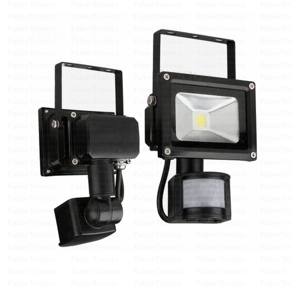 Veronderstelling Airco Kalmte 10W LED bouwlamp / Floodlight warm wit (Zwarte behuizing) + sensor